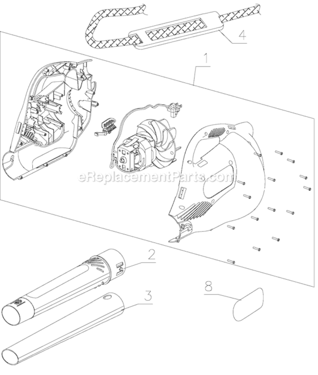 Page A Diagram and Parts List for BL950 Type 2 Black and Decker Leaf Blower / Vacuum